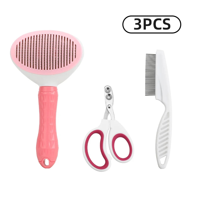 Pet Grooming Kit with Massage Comb Thick Tooth Comb Nail Clippers 3 Piece Set for Pet Hair Removal Cleaning And Beauty