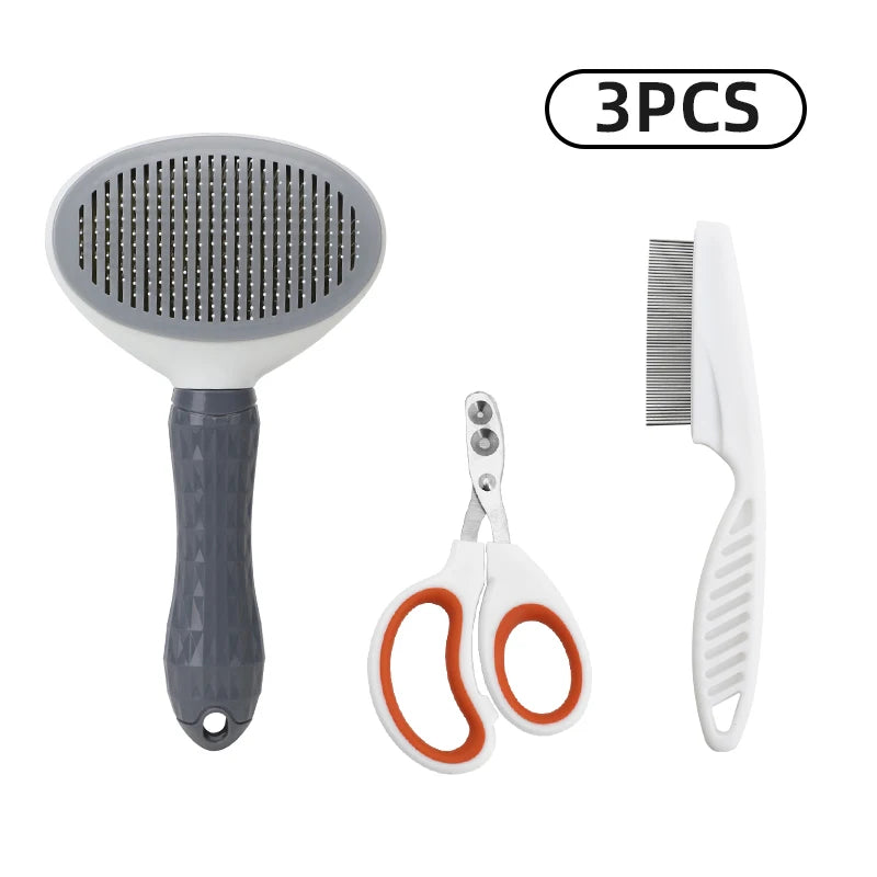Pet Grooming Kit with Massage Comb Thick Tooth Comb Nail Clippers 3 Piece Set for Pet Hair Removal Cleaning And Beauty