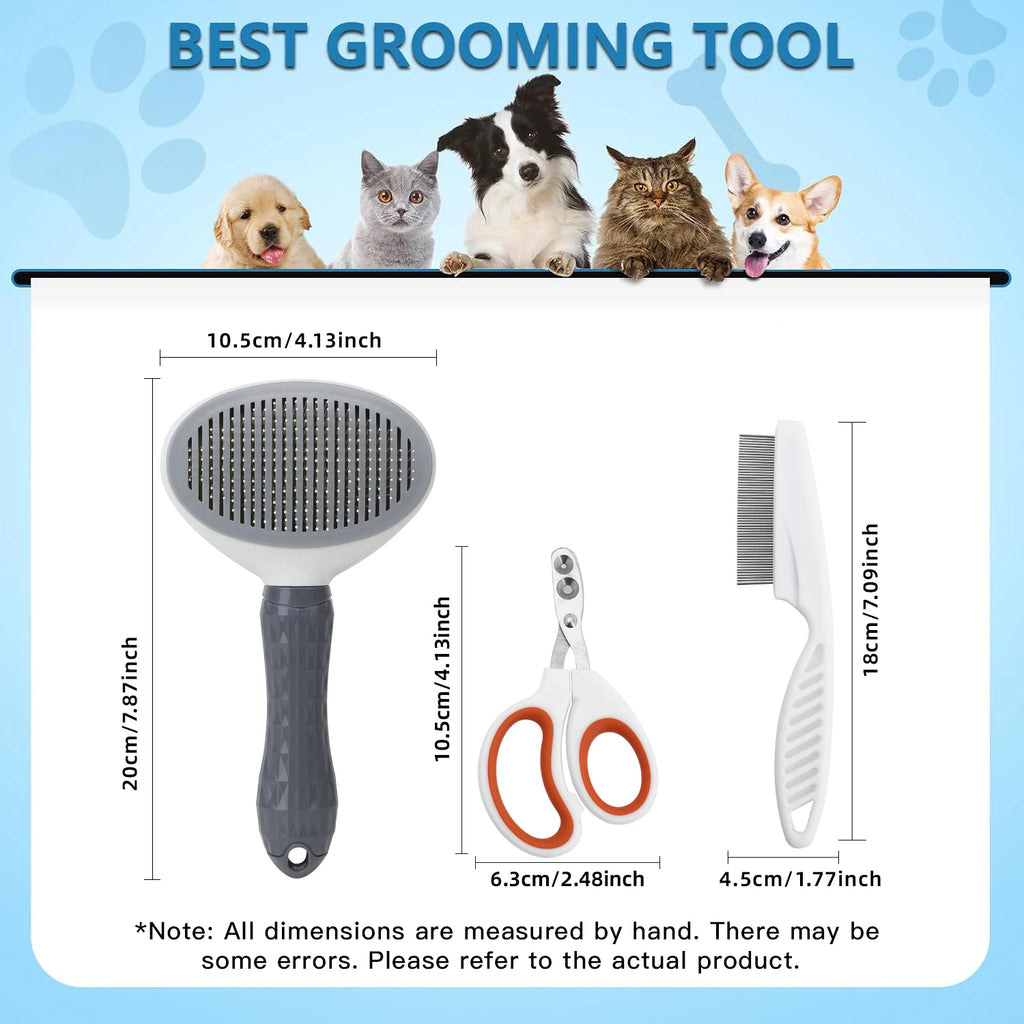 Pet Grooming Kit with Massage Comb Thick Tooth Comb Nail Clippers 3 Piece Set for Pet Hair Removal Cleaning And Beauty