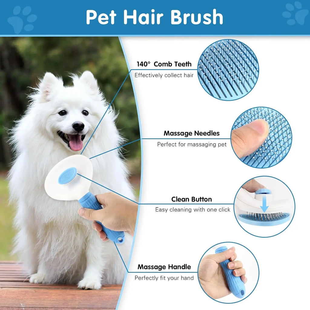 Pet Grooming Kit with Massage Comb Thick Tooth Comb Nail Clippers 3 Piece Set for Pet Hair Removal Cleaning And Beauty